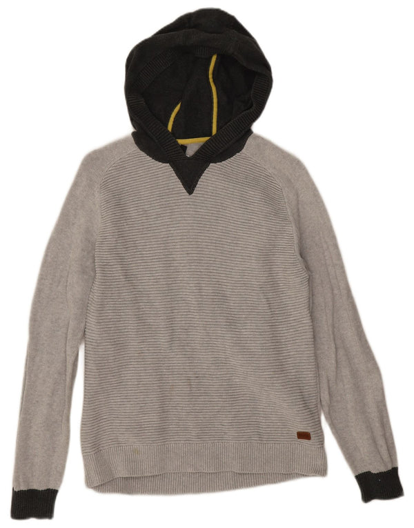 Hugo Boss Boys Hooded Jumper 15-16 Years Medium Grey Colourblock Cotton