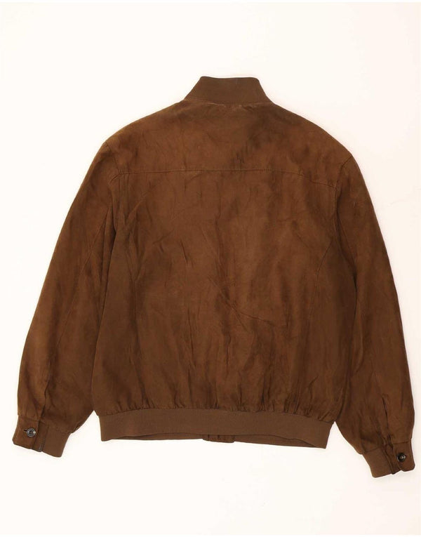 Navigare Mens Bomber Jacket UK 42 XL Brown Polyester