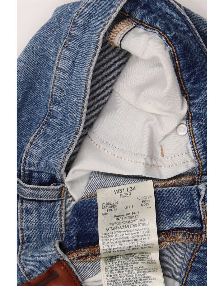 Lee Mens Rider Straight Jeans W31 L34 Blue Cotton