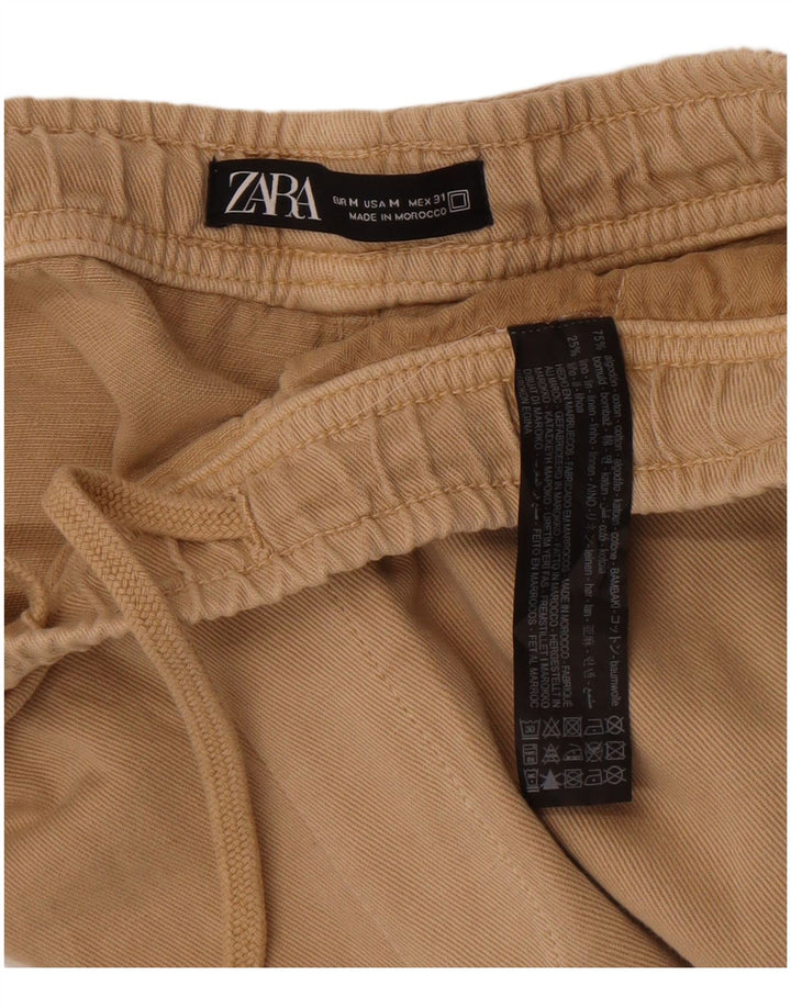 Zara Ανδρικό ίσιο παντελόνι Cargo Medium W31 L30 Beige Βαμβακερό