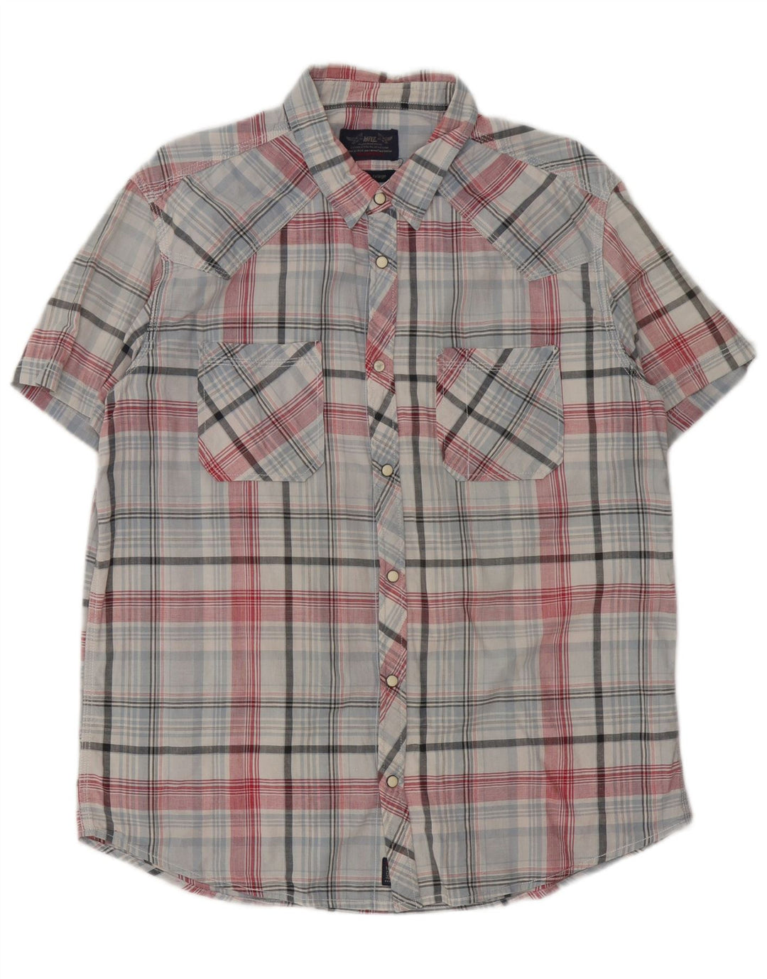Ανδρικό κοντομάνικο πουκάμισο Rifle 2XL Blue Check Cotton