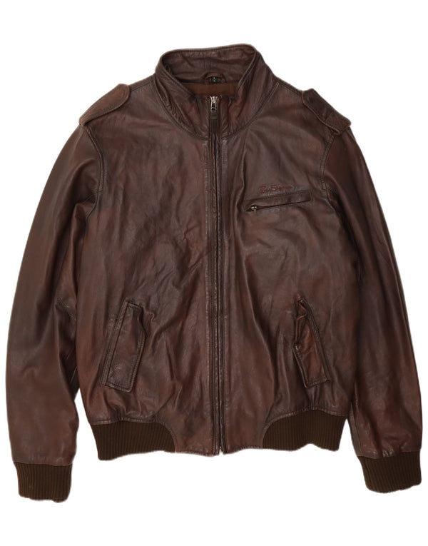 Ανδρικό Δερμάτινο Στρατιωτικό Μπουφάν Ben Sherman UK 42 XL καφέ