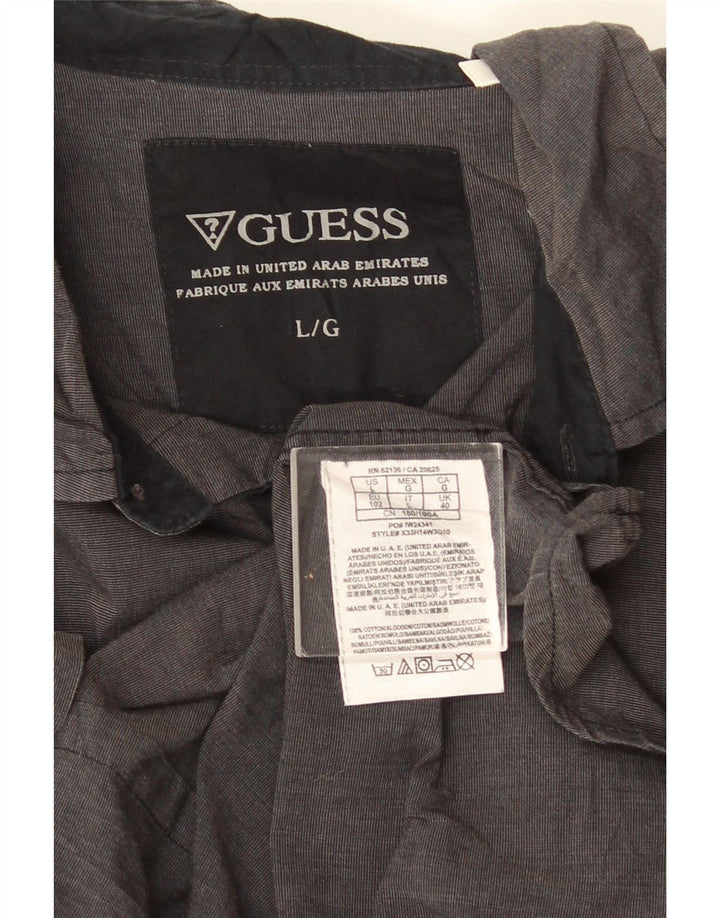 Ανδρικό κοντομάνικο πουκάμισο Guess μεγάλο γκρι βαμβακερό