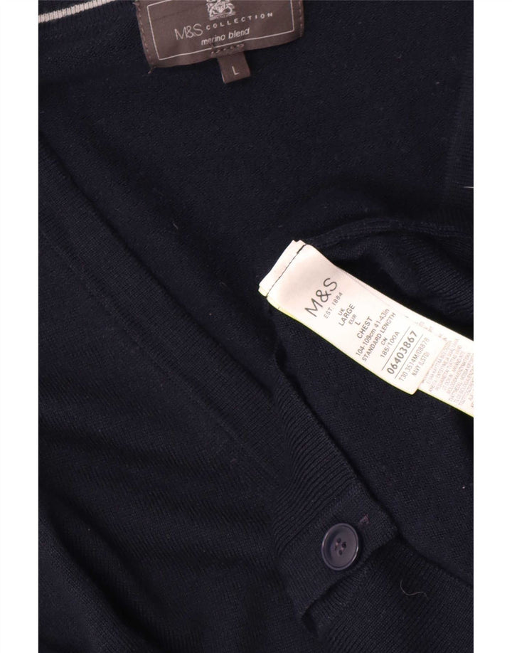 Marks & Spencer Ανδρική ζακέτα πουλόβερ Μεγάλο Navy Blue Ακρυλικό