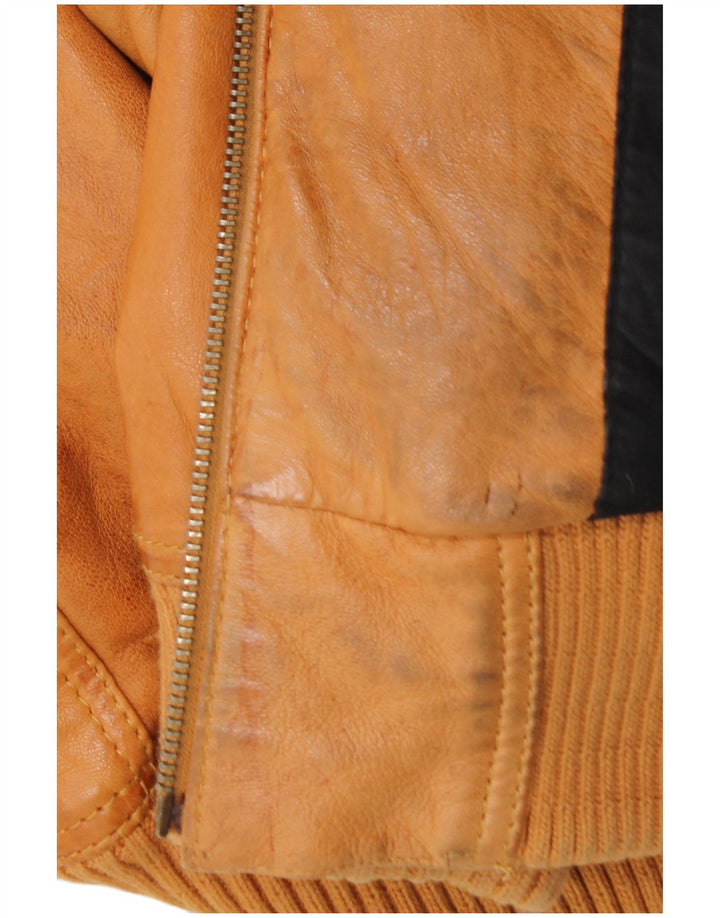 HEINE Mens Leather Jacket UK 36 Small Beige Leather