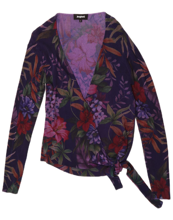 Desigual Γυναικεία Ζακέτα με Wrap UK 14 Large Purple Floral