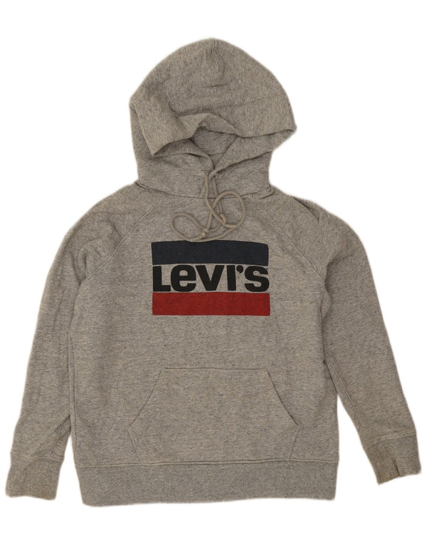 Levi's Womens Graphic Hoodie Jumper UK 10 Small Grey Flecked