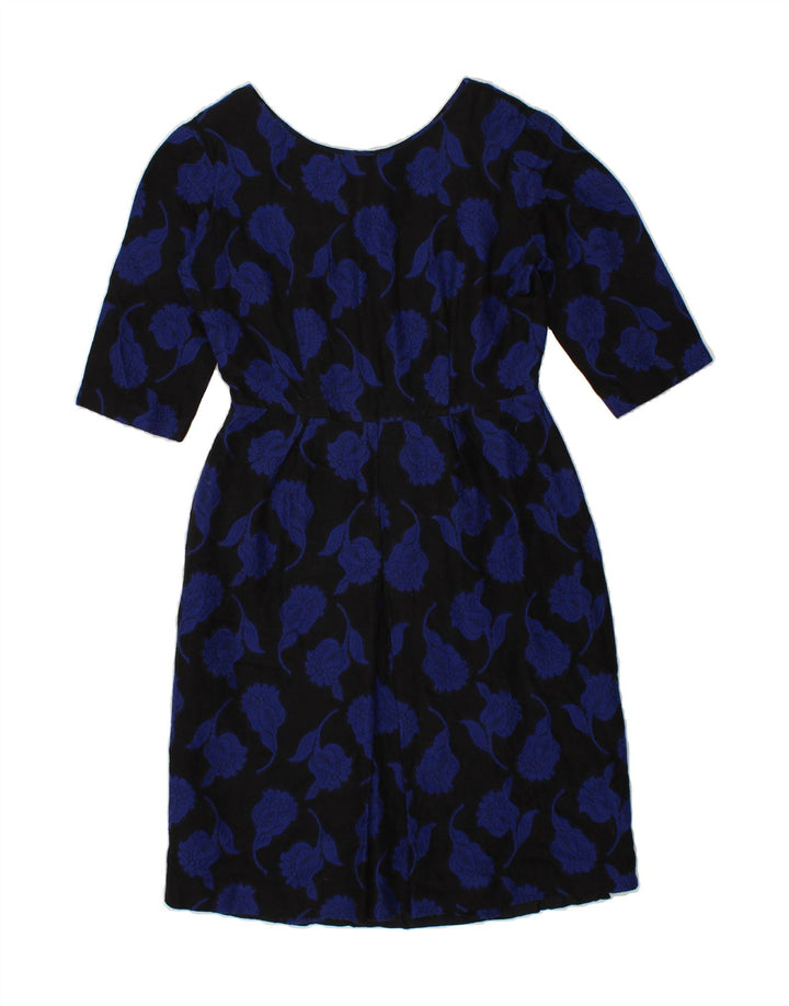 VINTAGE Womens A-Line Dress IT 40 Small Black Floral Vintage Vintage and Second-Hand Vintage from Messina Hembry 