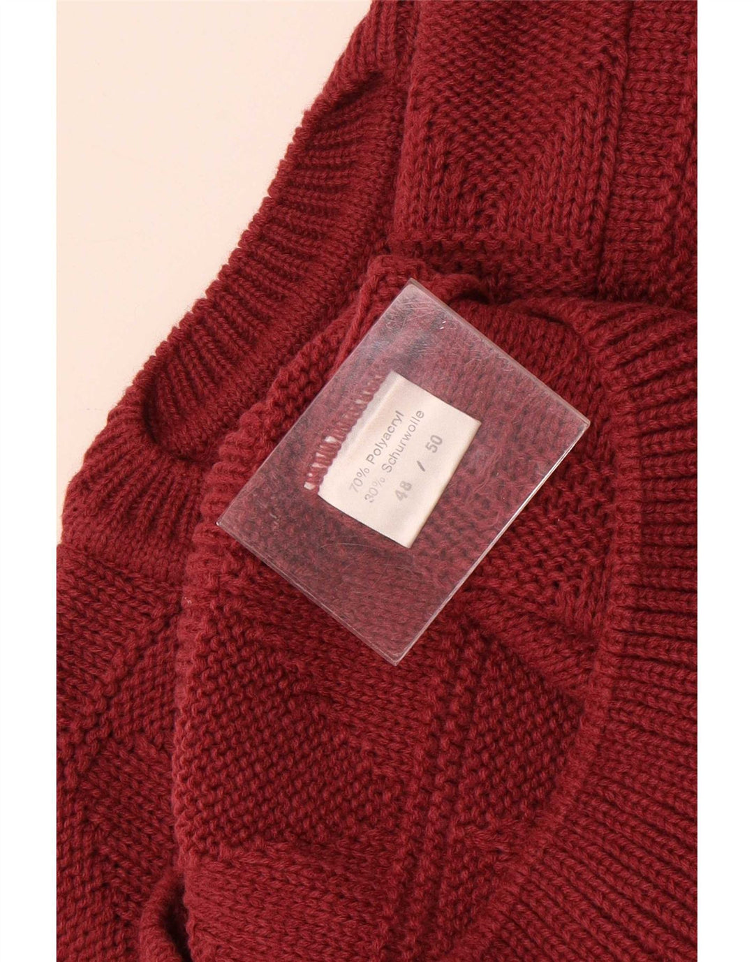 Vintage Ανδρικό πουλόβερ με λαιμόκοψη IT 48/50 Medium Maroon Argyle/Diamond