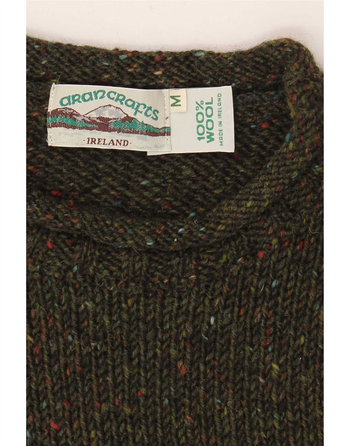 Ανδρικό πουλόβερ Aran Crafts Boat Neck Jumper Μαλλί από μεσαίο χακί