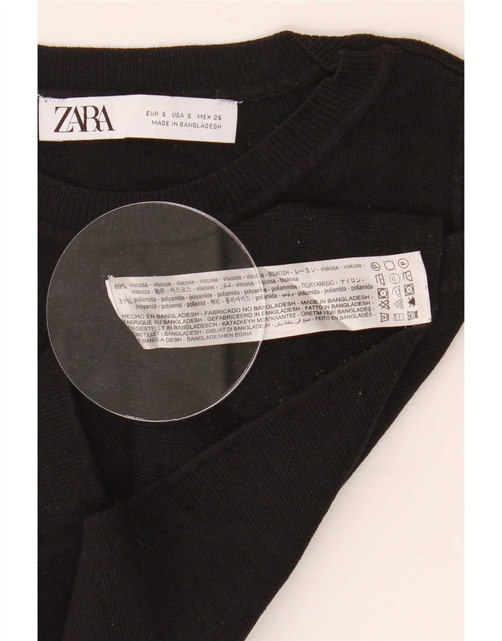 Zara Γυναικείο Crop Vest Top UK 8 Small Black Viscose