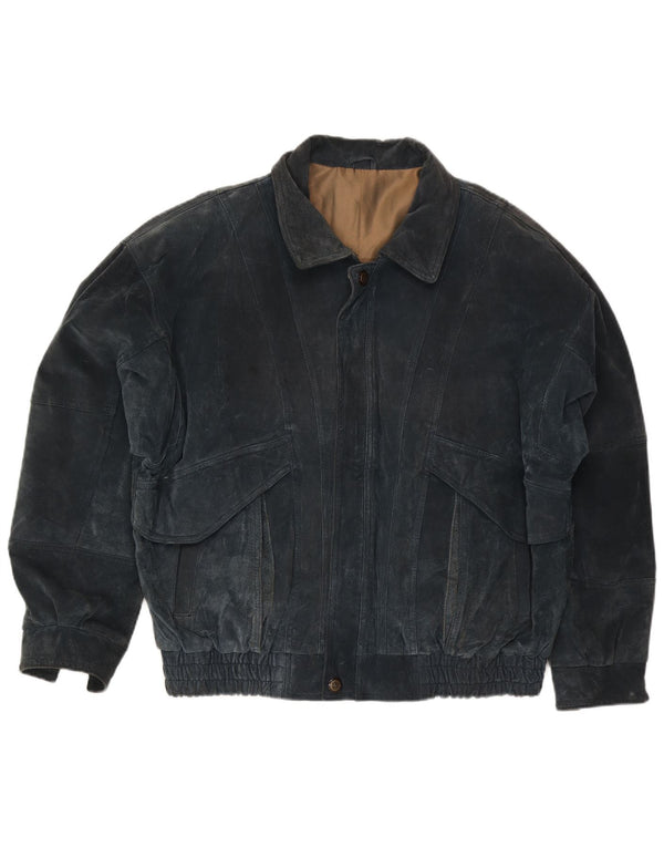 C&A Ανδρικό Suede Jacket UK 40 Large Navy Blue Leather