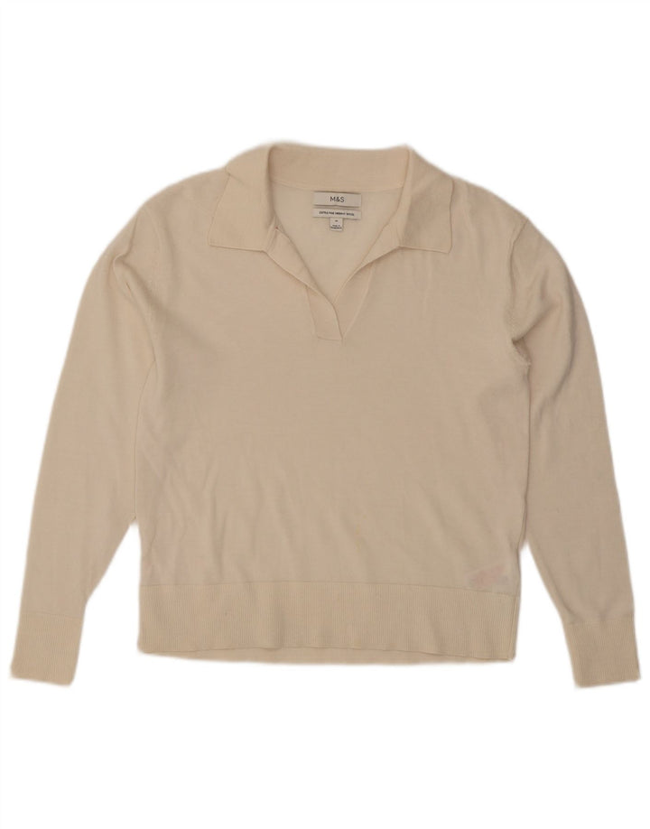 Marks & Spencer Γυναικείο πουλόβερ με λαιμό πόλο UK 12 Medium Off White