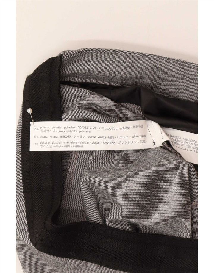 Zara Γυναικείο κωνικό παντελόνι Chino Medium W30 L28 Grey Check Polyester