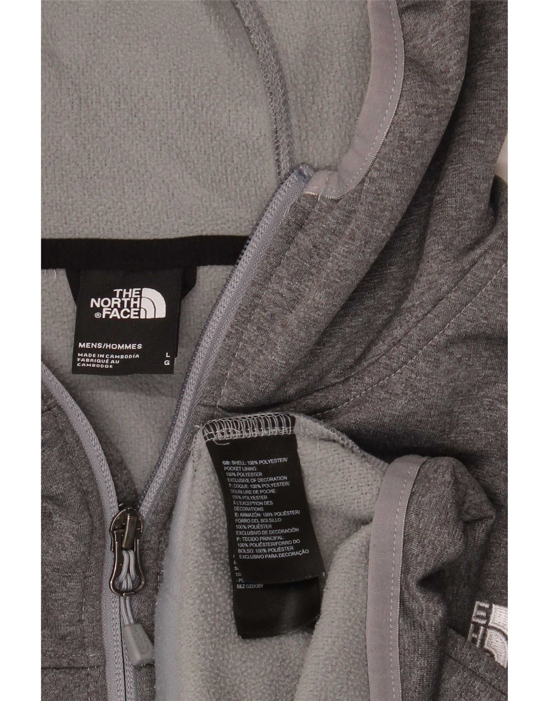 Ανδρικό πουλόβερ με κουκούλα με φερμουάρ North Face μεγάλο γκρι πολυεστέρα