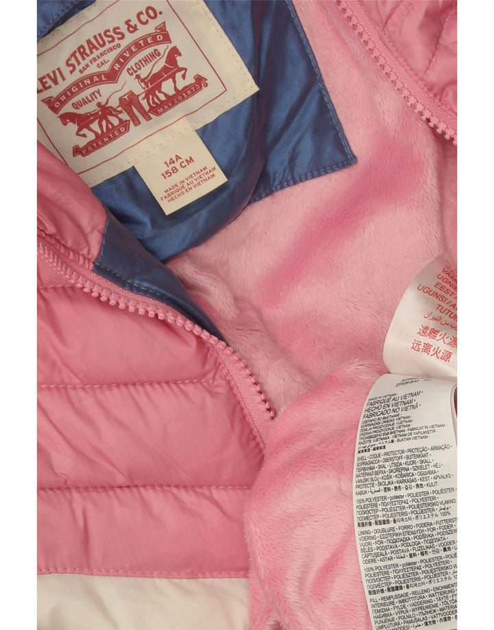 Levi's Girls Hooded Jacket 13-14 Years Blue Colourblock Polyester