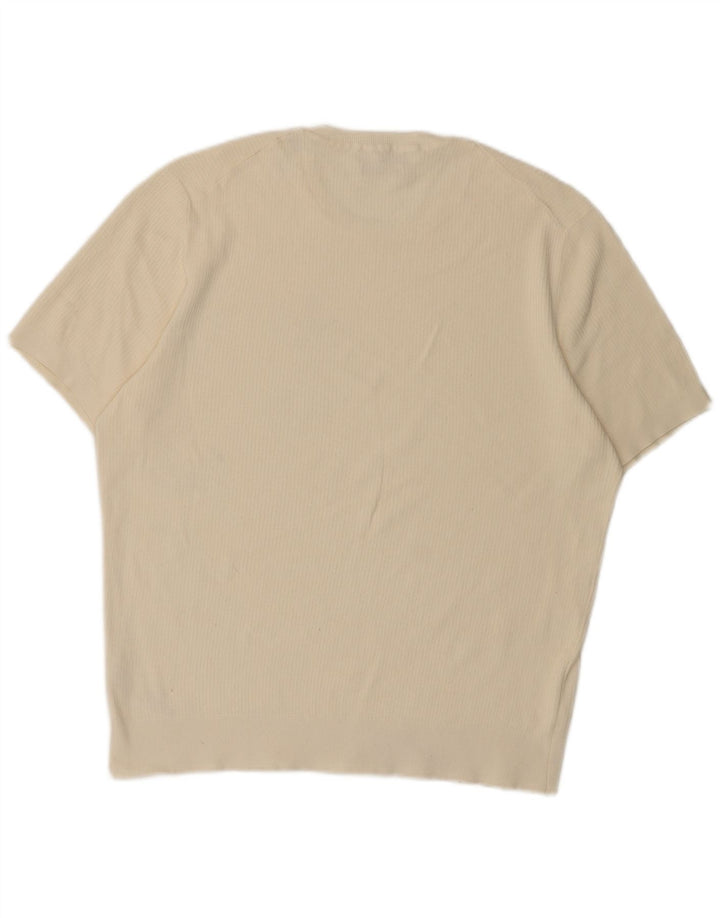 Ανδρικό κοντομάνικο μπλουζάκι Massimo Dutti Top μεγάλο λευκό βαμβακερό