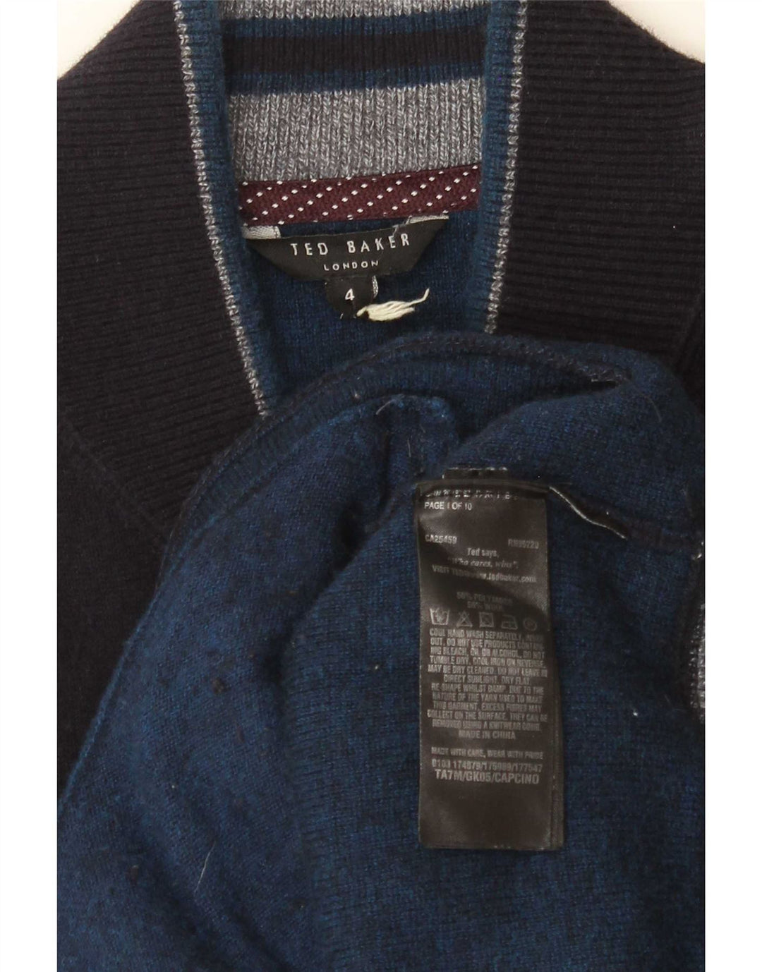 Ανδρικό πουλόβερ ζακέτα Ted Baker Size 4 Large Navy Blue Polyamide