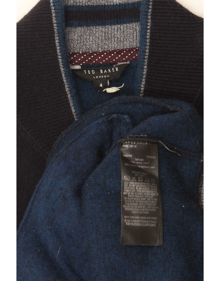 Ανδρικό πουλόβερ ζακέτα Ted Baker Size 4 Large Navy Blue Polyamide
