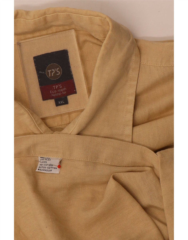 Ανδρικό κοντομάνικο πουκάμισο Vintage 2XL Μπεζ Λινό
