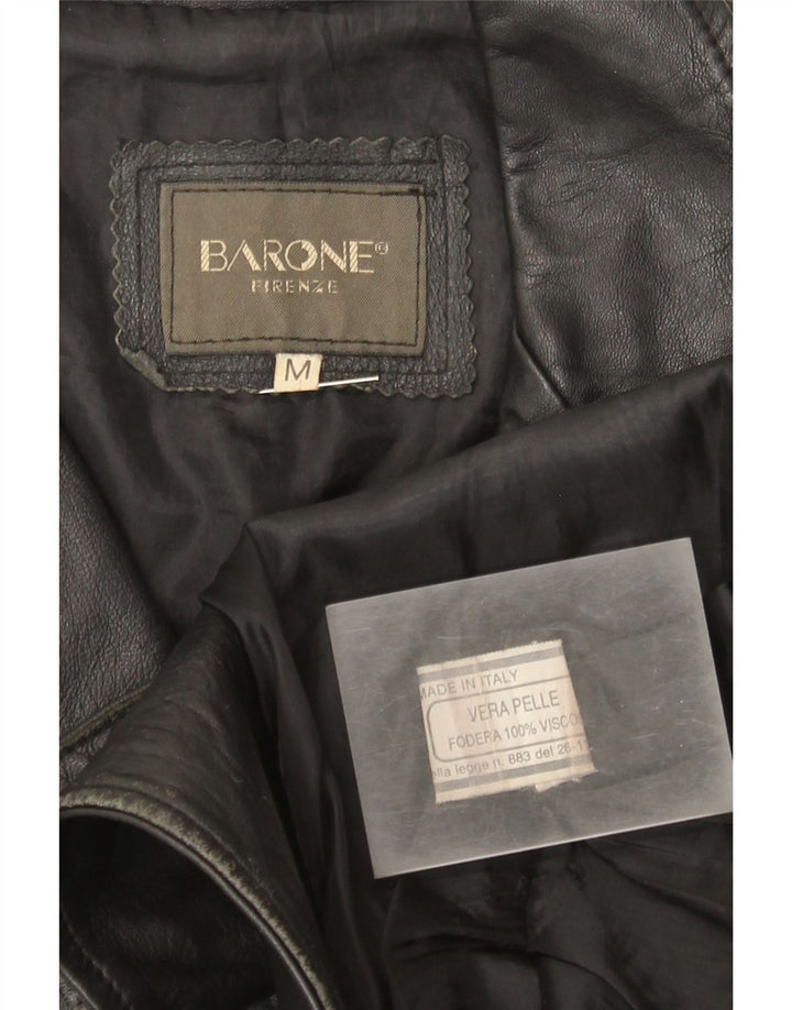 Barone Γυναικείο Δερμάτινο Παλτό UK 12 Medium Black Leather