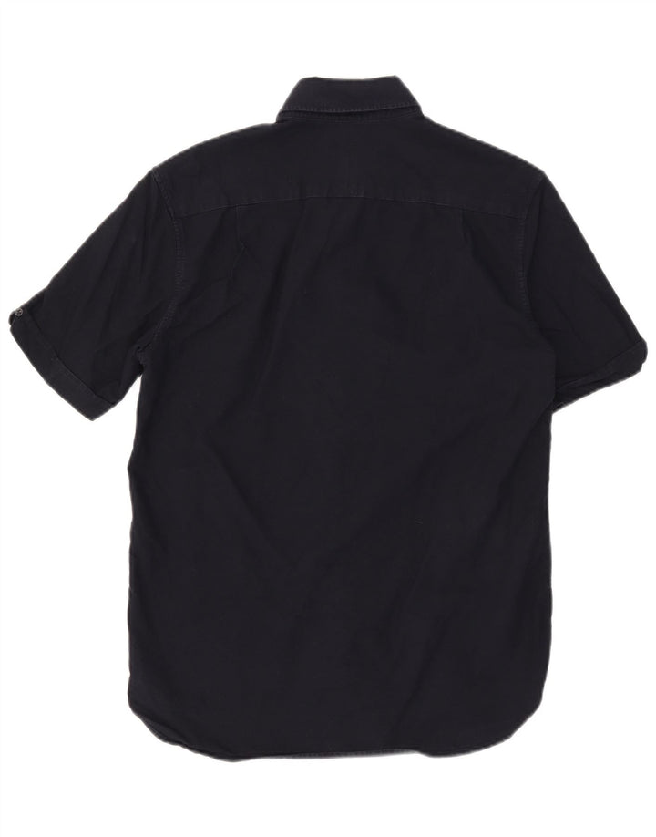 FRED PERRY Ανδρικό κοντομάνικο πουκάμισο Βαμβακερό μπλε ναυτικό
