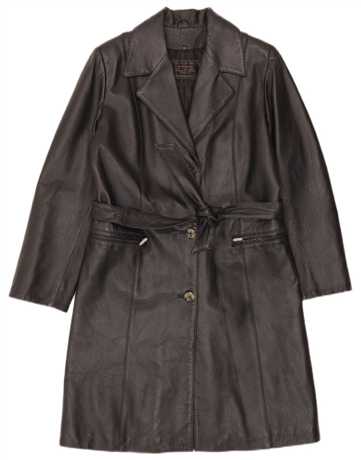 LAVORAZIONE ARTIGIANALE Γυναικείο Δερμάτινο Παλτό IT 44 Μεσαίο Μαύρο Δέρμα