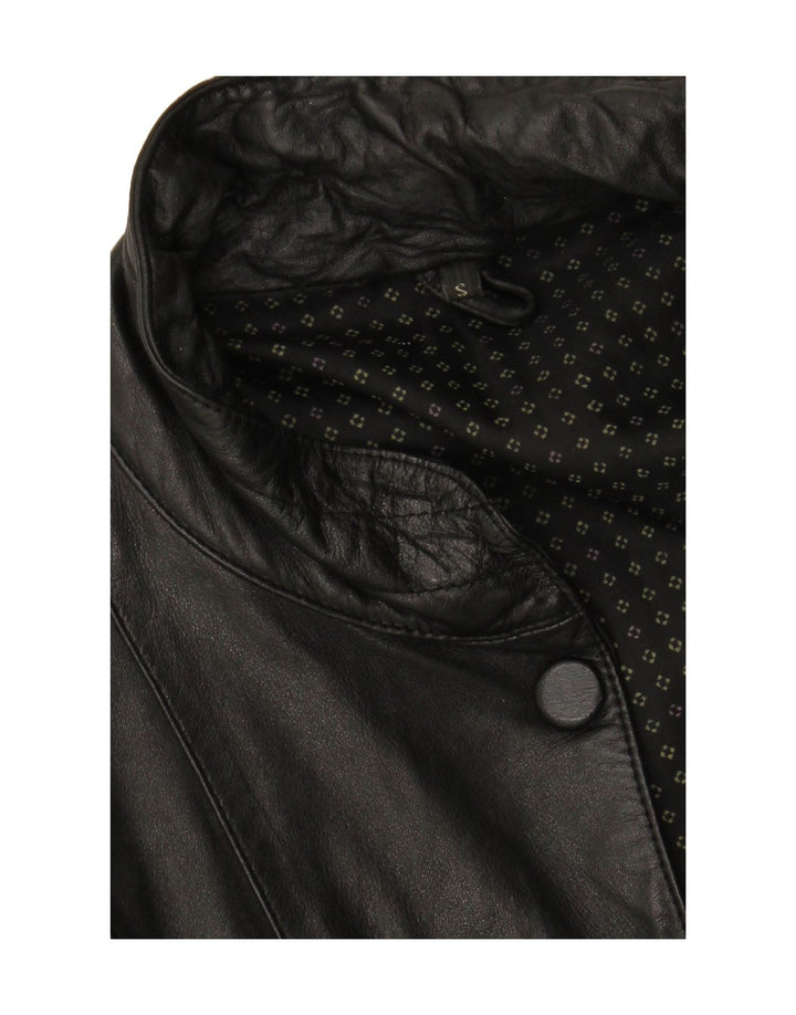 VINTAGE Womens Oversized Leather Jacket UK 10 Small Black Leather Vintage Vintage and Second-Hand Vintage from Messina Hembry 
