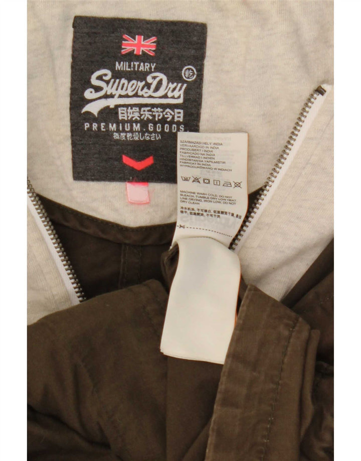 Superdry γυναικείο μπουφάν με κουκούλα UK 14 μεσαίο χακί βαμβακερό χρώμα