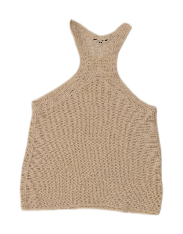 Massimo Dutti Γυναικείο γιλέκο με βελονάκι Top UK 10 Small Beige