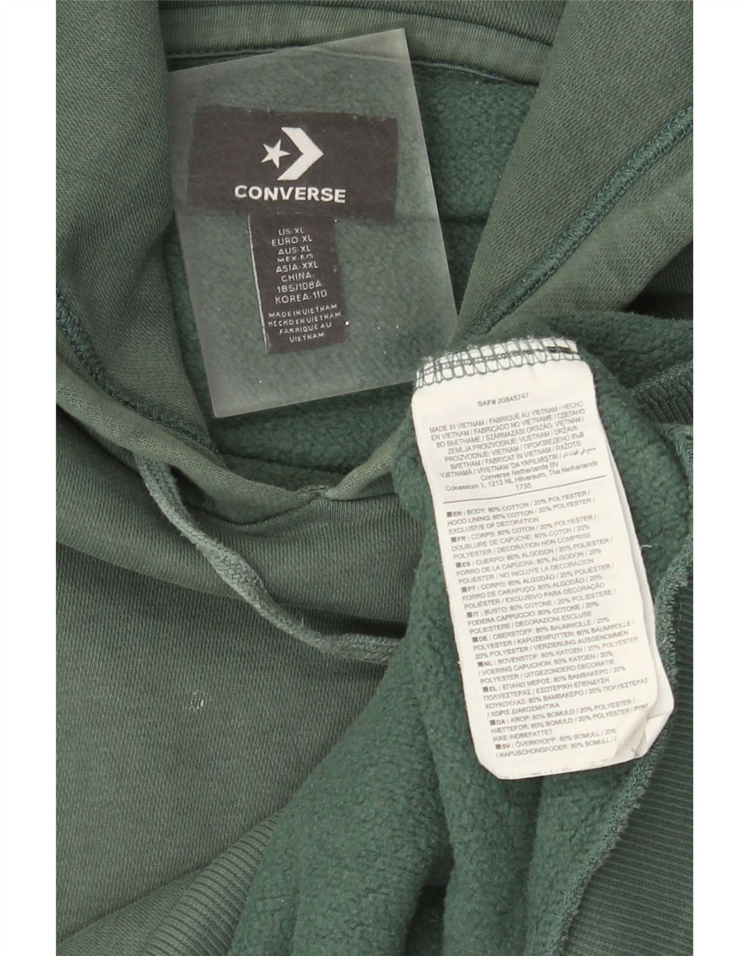 Converse Ανδρικό Hoodie Jumper XL Πράσινο βαμβακερό