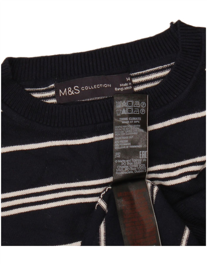 Γυναικείο πουλόβερ MARKS & SPENCER Crop Crew Neck Jumper UK14 Medium Navy Blue