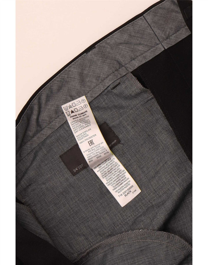 Marks & Spencer Ανδρικό ίσιο κανονικό παντελόνι W34 L31 μαύρο πολυεστέρα