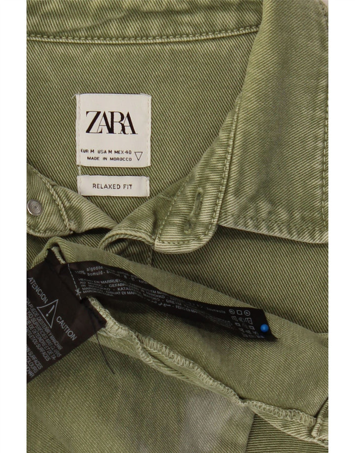 Ανδρικό τζιν πουκάμισο ZARA Relaxed Fit Μεσαίο πράσινο βαμβακερό