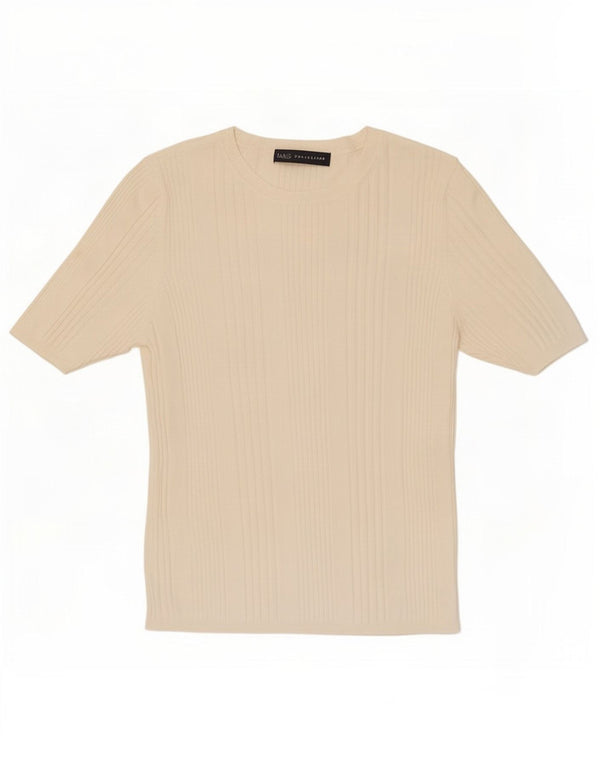 Marks & Spencer Womens T-Shirt Top UK 12 Medium Off White Viscose