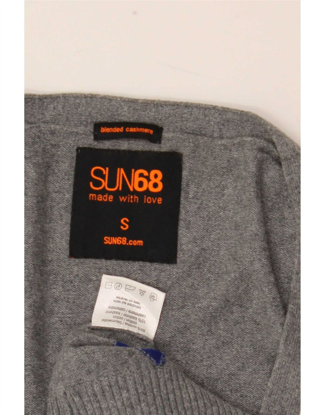 Ανδρικό πουλόβερ ζακέτα Sun68 Small Grey Argyle/Diamond Cotton