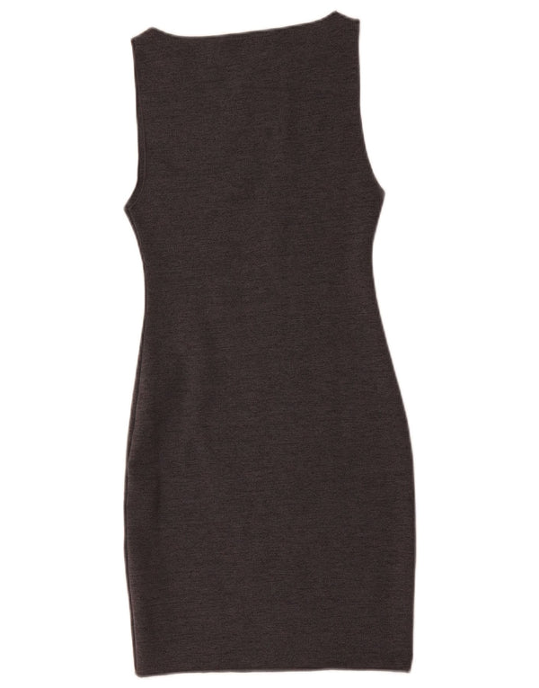 Zara Γυναικείο Αμάνικο Bodycon Φόρεμα UK 8 Small Grey