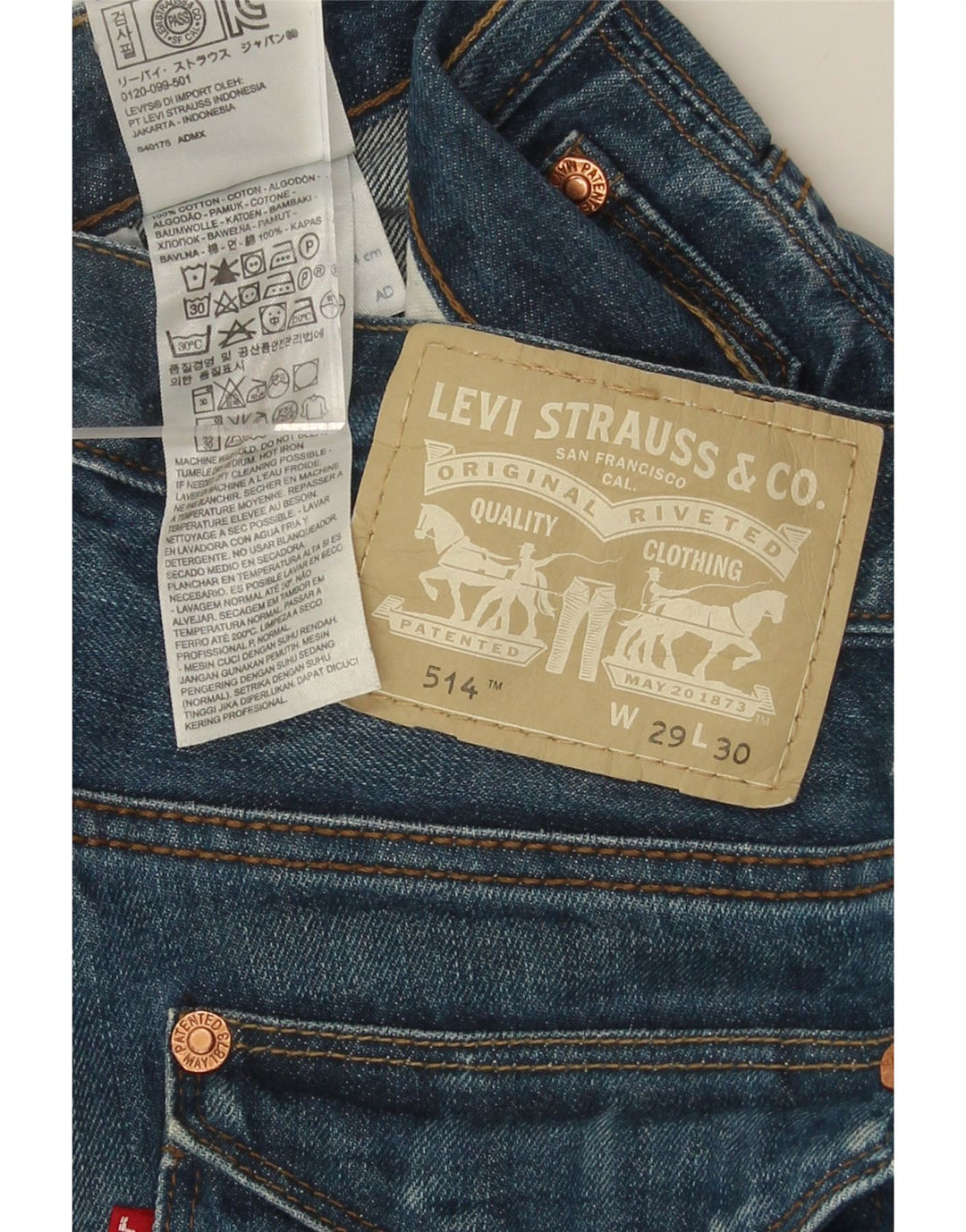 LEVI'S Mens 514 Cropped Jeans W29 L26 Blue Cotton Vintage Levi's and Second-Hand Levi's from Messina Hembry 