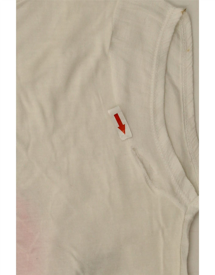 Zara Γυναικείο γραφικό T-Shirt Top UK 10 Small White