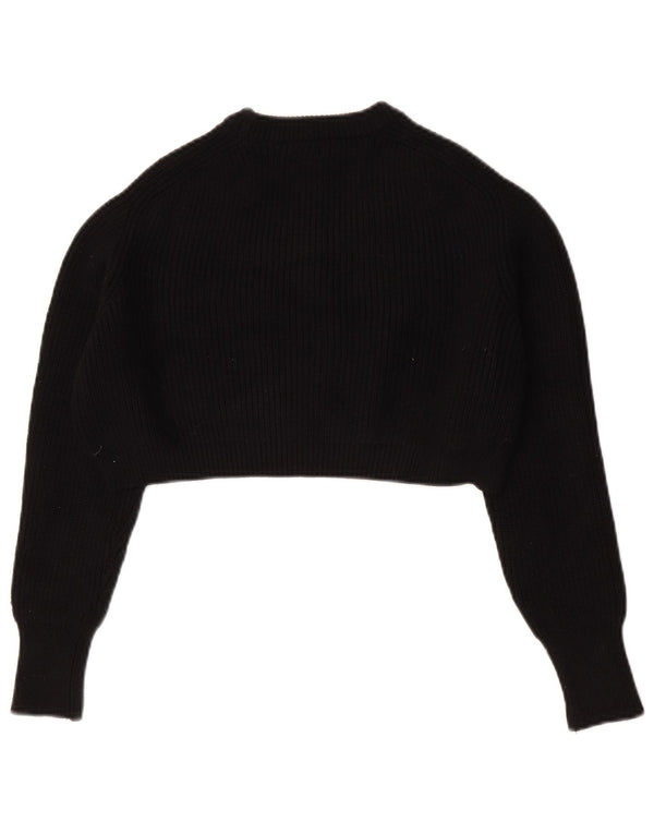 Zara Γυναικείο Crop Oversized πουλόβερ με λαιμόκοψη UK 10 Small Black