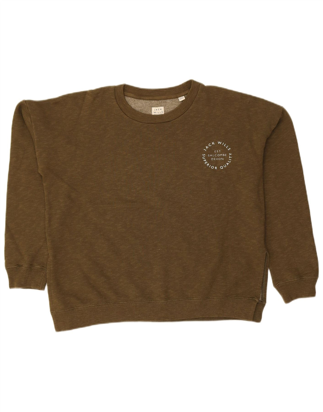 JACK WILLS Γυναικείο φούτερ μεγάλου μεγέθους Jumper UK 10 Small Khaki βαμβακερό