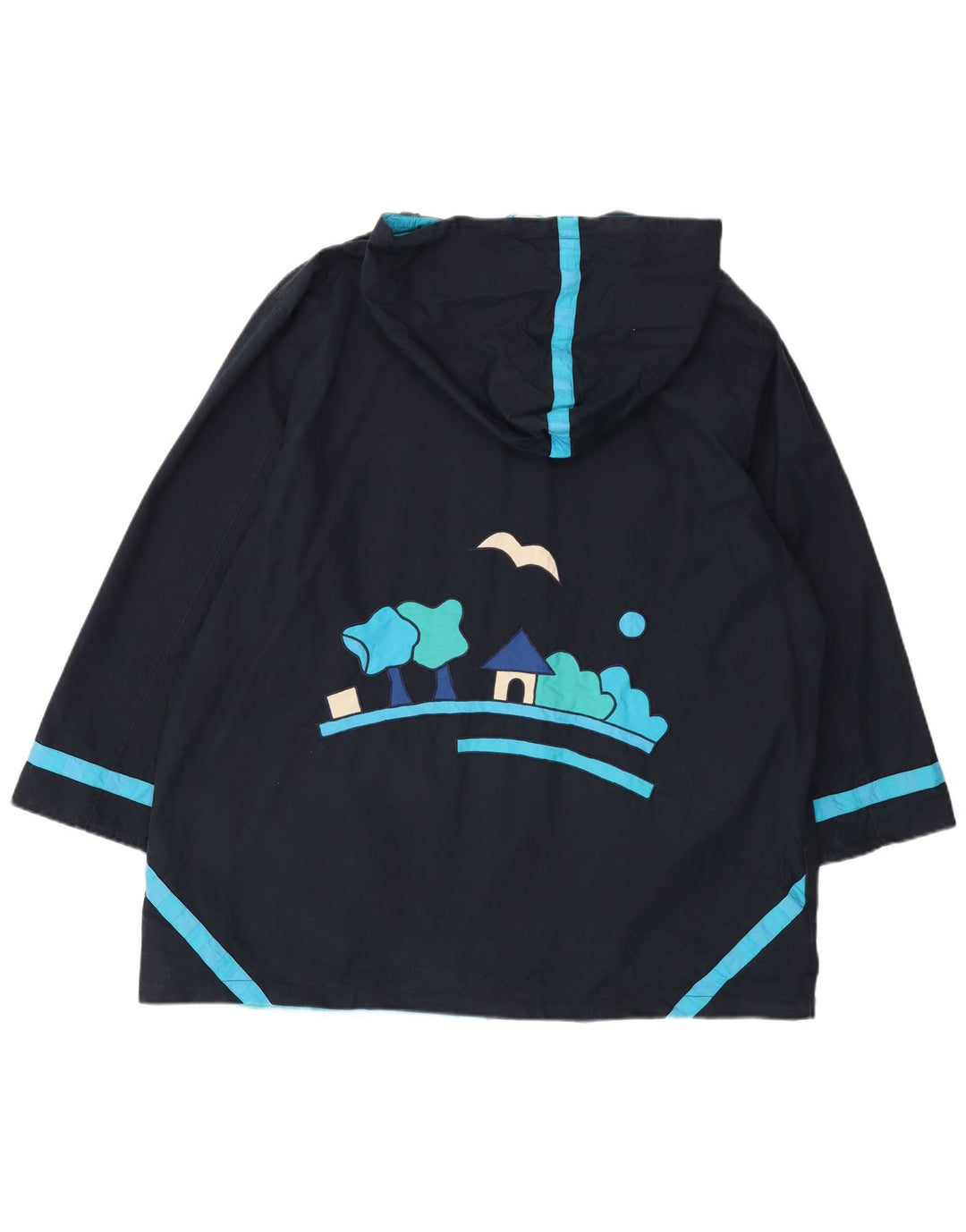 DW-SHOP Γυναικείο παλτό αντιανεμικό με κουκούλα UK 20 2XL Navy Blue Cotton