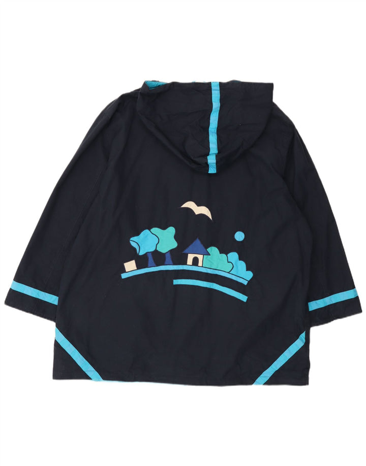 DW-SHOP Γυναικείο παλτό αντιανεμικό με κουκούλα UK 20 2XL Navy Blue Cotton