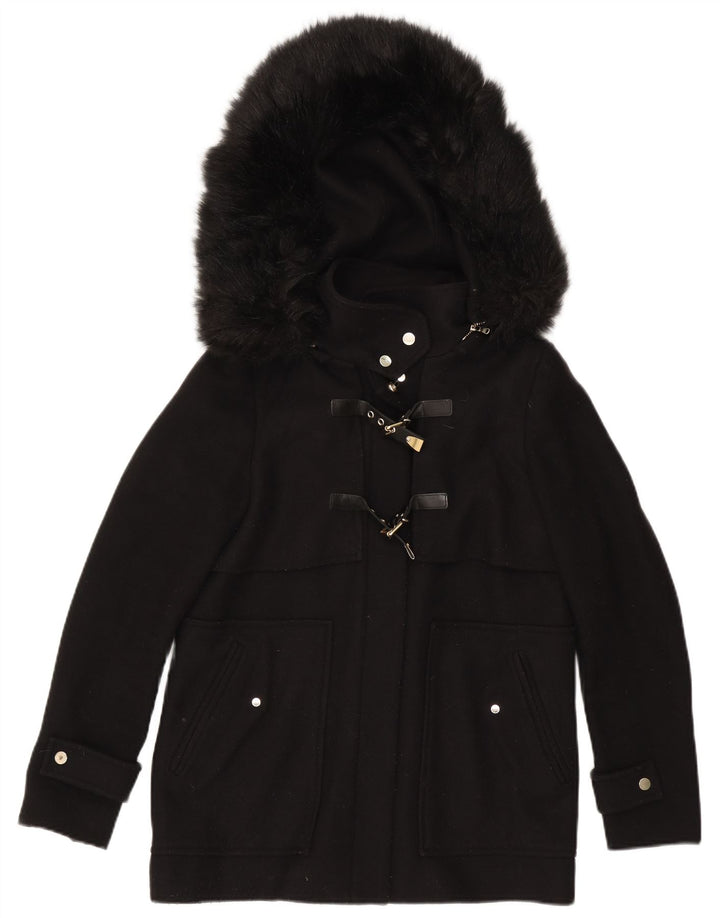 Zara Γυναικείο Bomber Jacket με κουκούλα UK 14 Medium Black Polyester