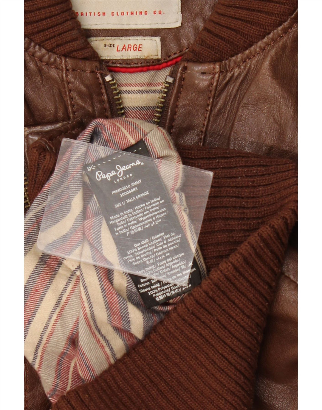 Ανδρικό δερμάτινο μπουφάν PEPE Jeans UK 40 Large Brown Δερμάτινο