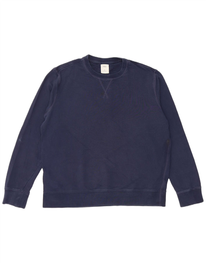 MARKS & SPENCER Ανδρική φούτερ Jumper XL Navy Blue Cotton