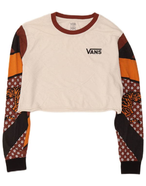 Vans Womens Crop Graphic Top Μακρυμάνικο UK 6 XS White Colourblock