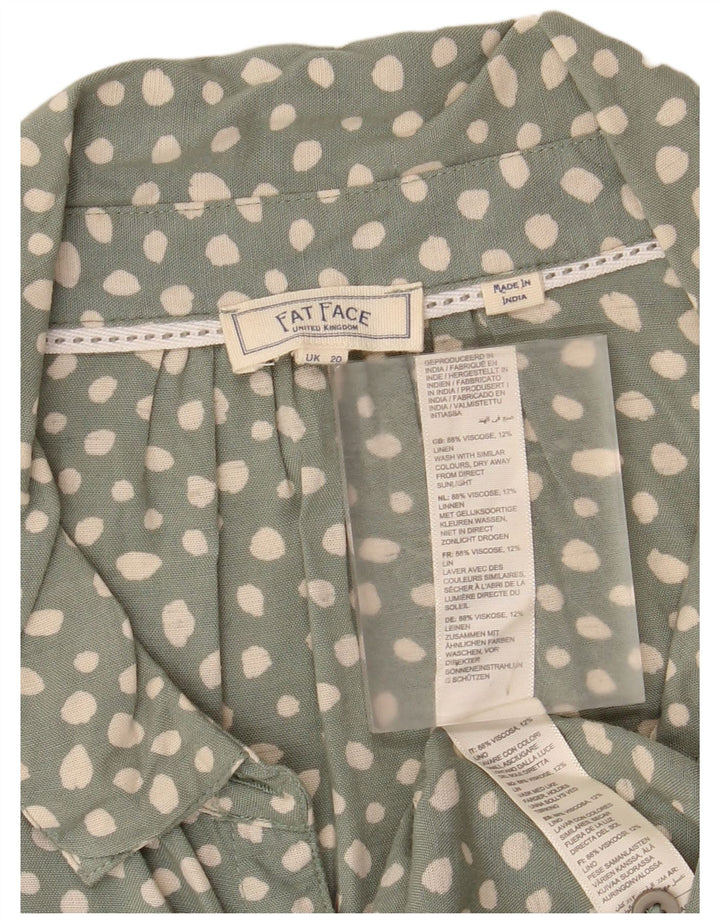 FAT FACE Γυναικείο πουκάμισο με γραβάτα μπλούζα UK 20 2XL με πράσινο στίγματα