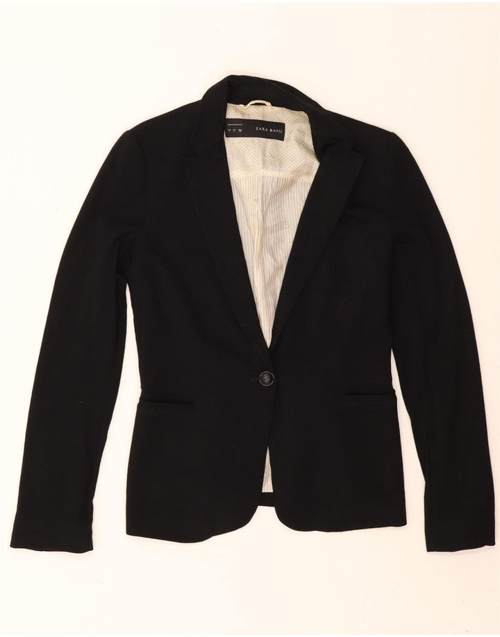 Zara Γυναικείο σακάκι 1 κουμπιού blazer UK 10 Small Black Viscose