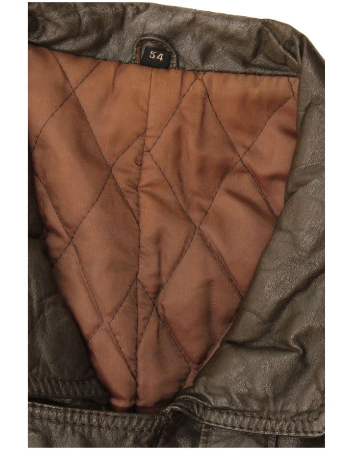 Vintage Ανδρικό Δερμάτινο Παλτό IT 54 2XL Χακί